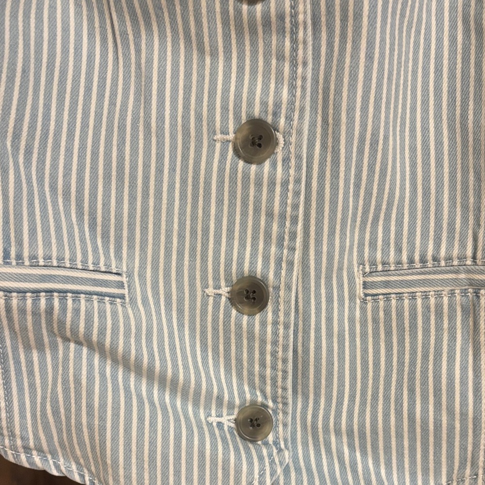 Old Navy Light Blue and White Striped Women's Denim Vest - Picture 4 of 6